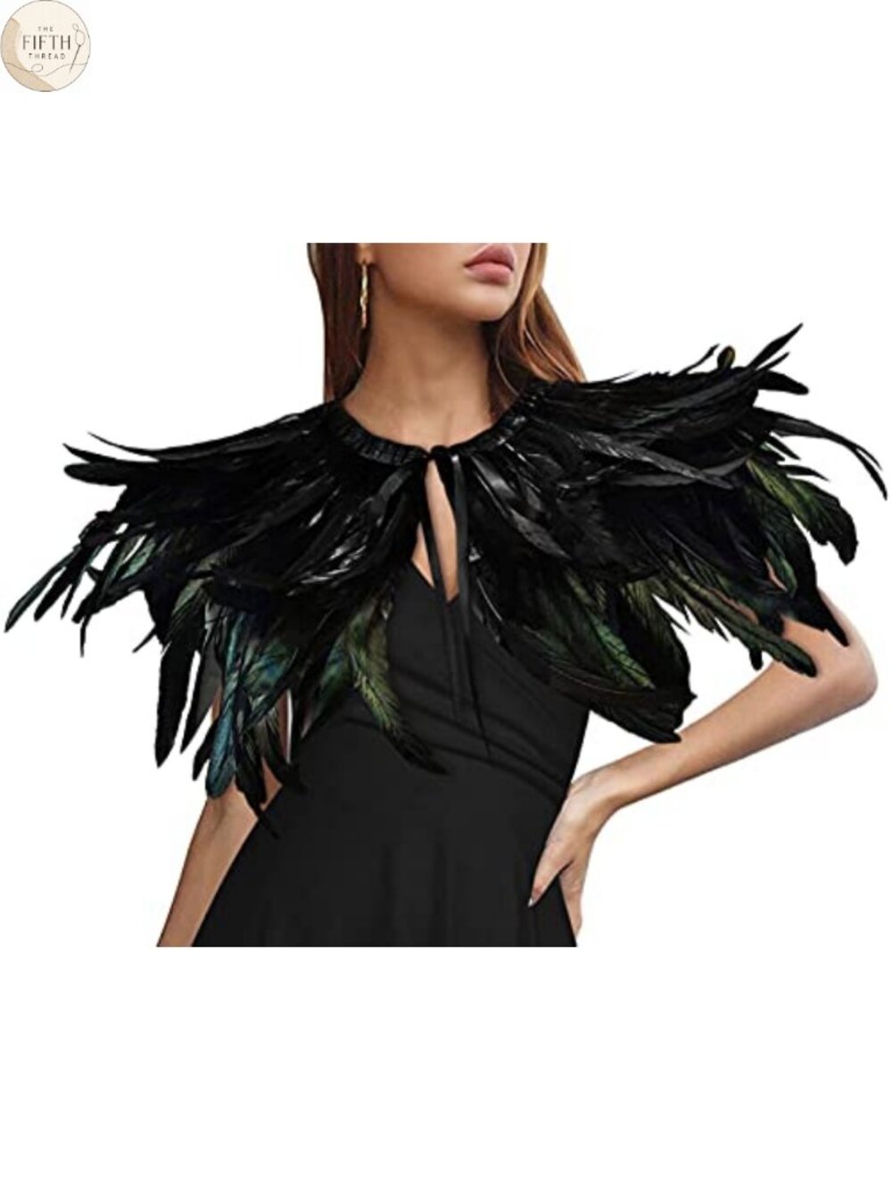 Handmade Feather Shawl Costume Collar Cape for Halloween Cosplay